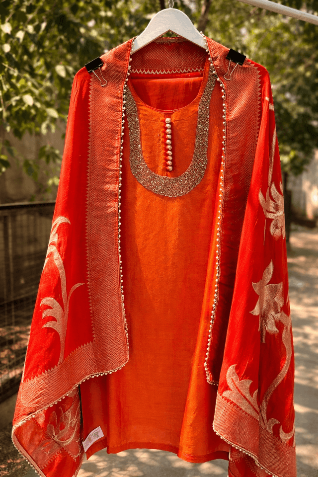 Orange Banarasi Set