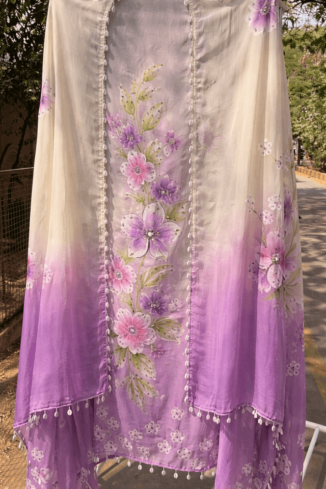 Brush painted concept on pure organza